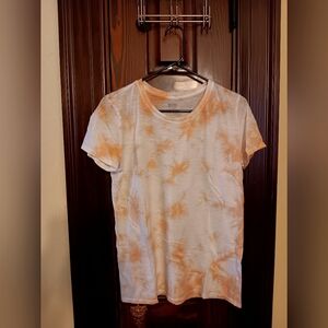 VS PINK White/Orange Tie-Dye Cotton Tee!